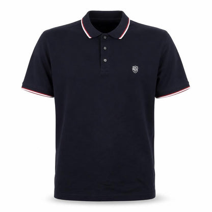 Front view of Police Men’s Navy Short Sleeve Cotton Polo Shirt XXL Classic Fit