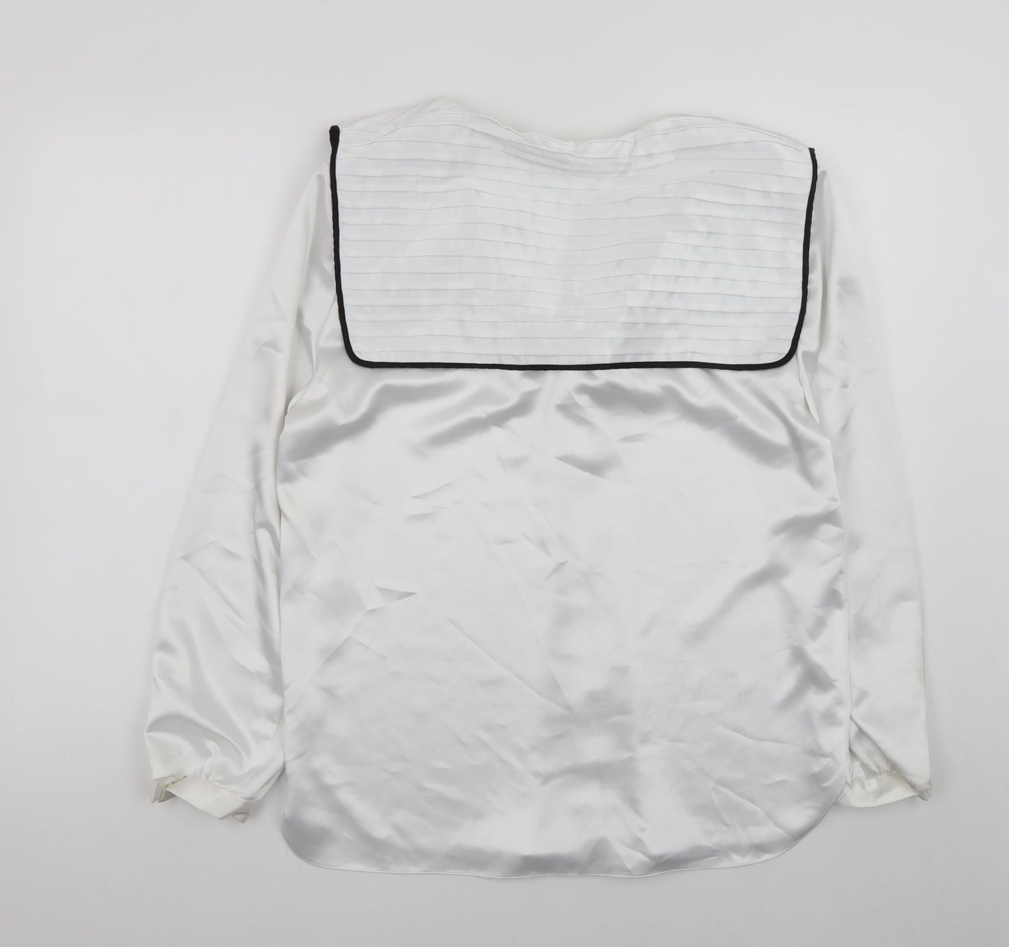 Frank Usher Women's White Nautical Bow Satin Blouse Size 12