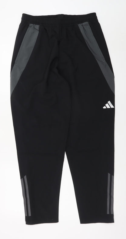 Adidas Womens Black Jogger Trousers M Regular Fit Reflective Sportswear