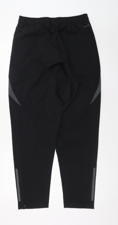 Adidas Womens Black Jogger Trousers M Regular Fit Reflective Sportswear