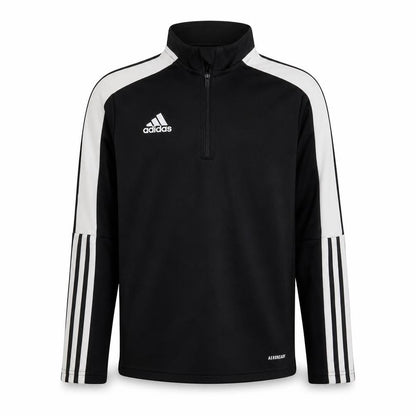 Front view of Adidas girls’ black 9-10 years 1/4 zip sports sweatshirt