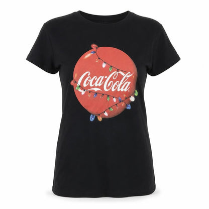 Coca-Cola Womens Black Small Christmas Graphic T-Shirt 100% Cotton