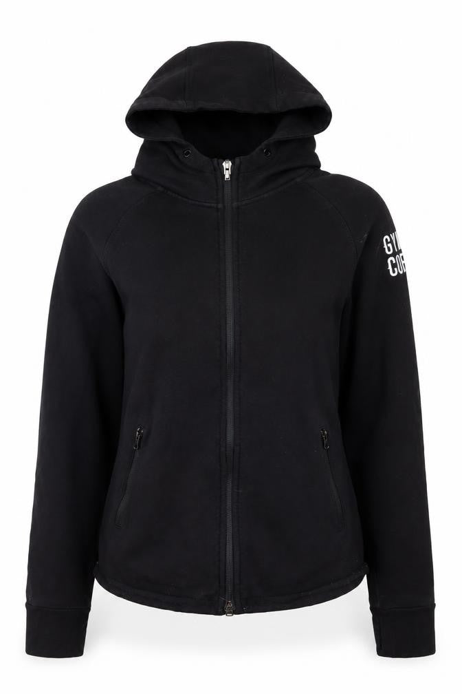 Gym+Coffee Women Black Small Full Zip Hoodie Stretch Cotton Blend