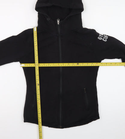 Gym+Coffee Women Black Small Full Zip Hoodie Stretch Cotton Blend