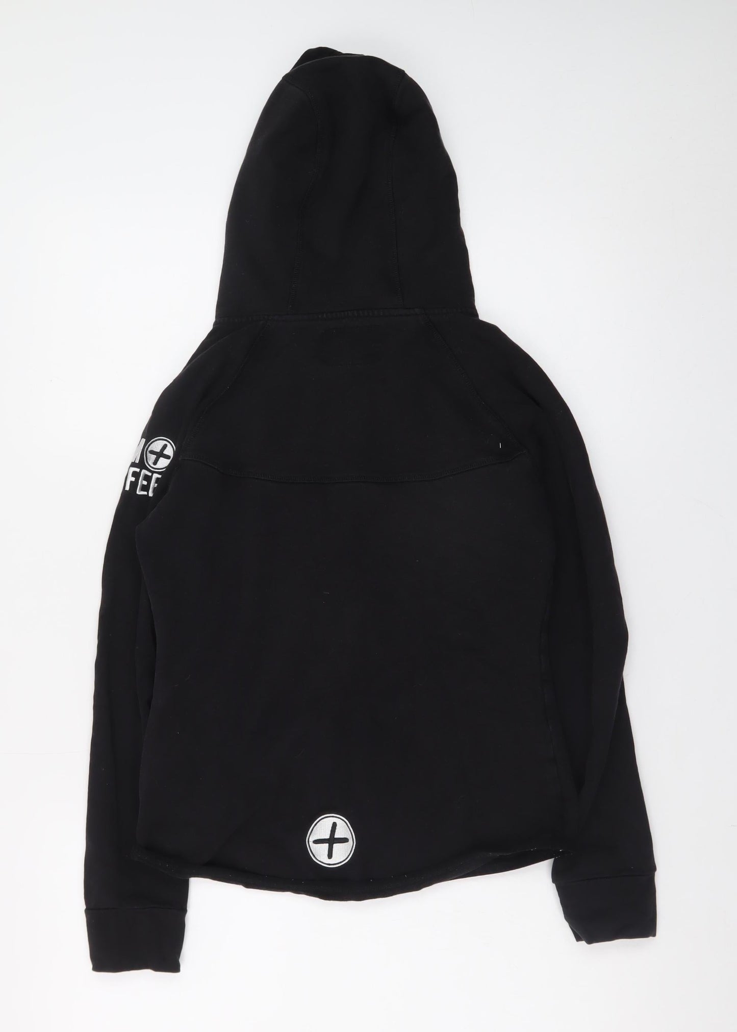 Gym+Coffee Women Black Small Full Zip Hoodie Stretch Cotton Blend