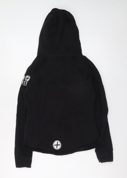 Gym+Coffee Women Black Small Full Zip Hoodie Stretch Cotton Blend