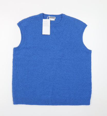 Weekday Women's Blue Knit Sleeveless Tank Top Size S