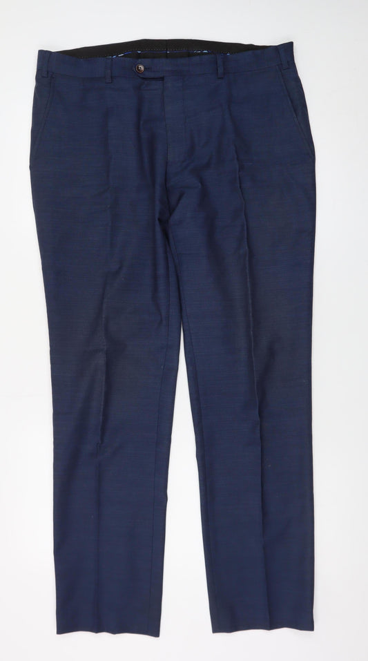 Daniel Grahame Men's Blue 36R Dress Pants Wool Blend Trousers