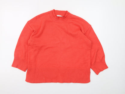 Kaffe Women’s Red Mock Neck Cotton Pullover Jumper Size S