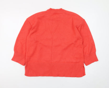 Kaffe Women’s Red Mock Neck Cotton Pullover Jumper Size S