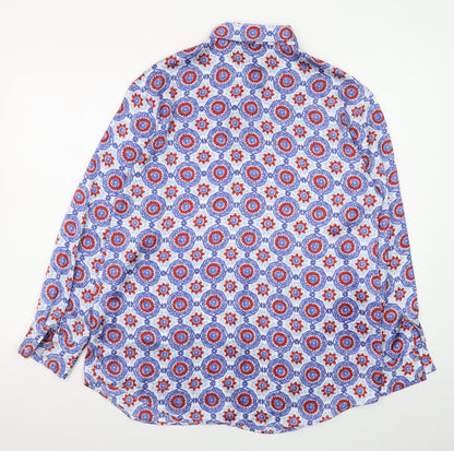 Zara Womens Multicoloured Geometric Button-Up Long Sleeve Cotton Shirt Size 12