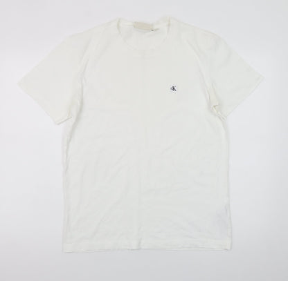 Calvin Klein Jeans Women's White Cotton Crew Neck T-Shirt Size S