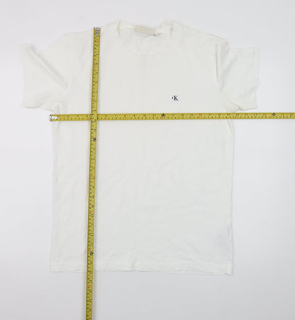 Calvin Klein Jeans Women's White Cotton Crew Neck T-Shirt Size S