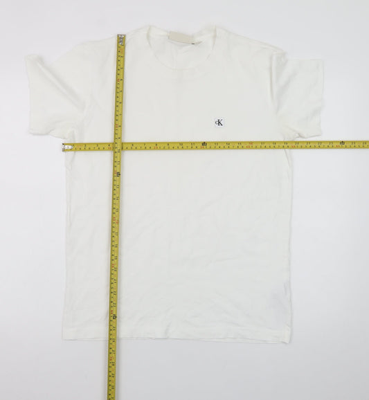 Calvin Klein Jeans Women's White Cotton Crew Neck T-Shirt Size S