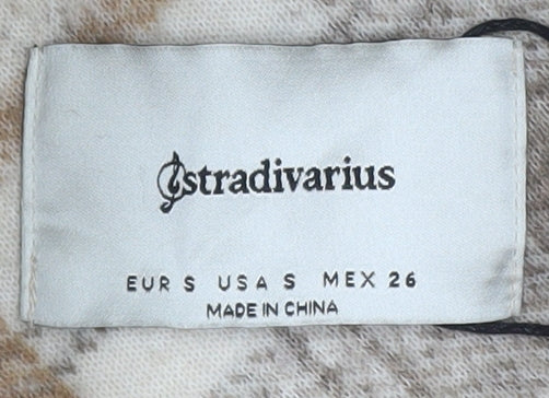 Stradivarius Women Beige Checked Shacket Jacket Size 8 Relaxed Fit