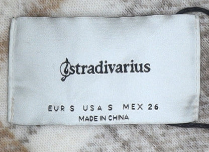 Stradivarius Women Beige Checked Shacket Jacket Size 8 Relaxed Fit