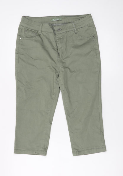 Voggo Women’s Green Cropped Slim Fit Stretch Jeans Size 10