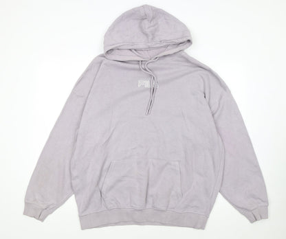 Fila Womens Light Grey Pullover Hoodie Size S Relaxed Fit Cotton Blend
