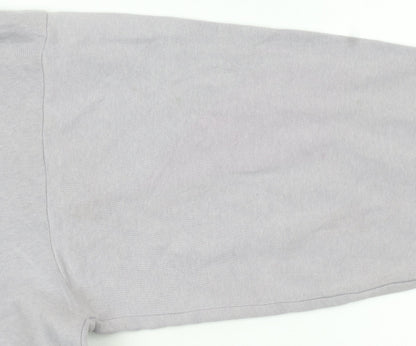 Fila Womens Light Grey Pullover Hoodie Size S Relaxed Fit Cotton Blend