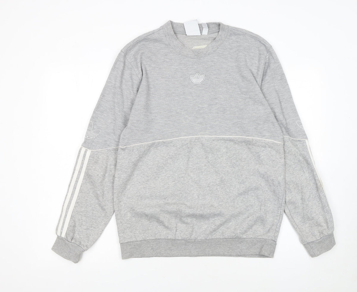 Adidas Men’s Grey Small Crew Neck Pullover Sweatshirt