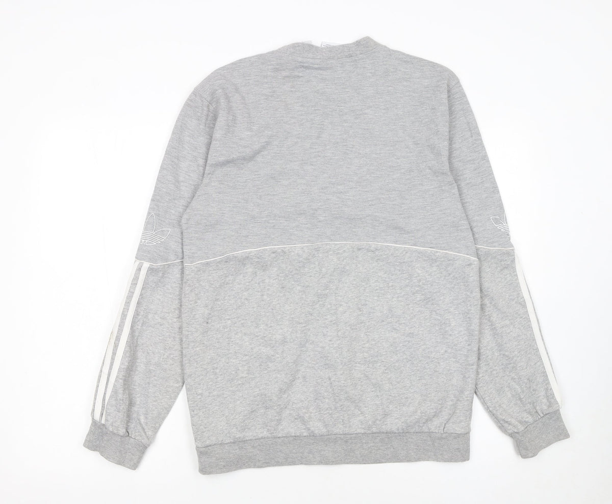 Adidas Men’s Grey Small Crew Neck Pullover Sweatshirt