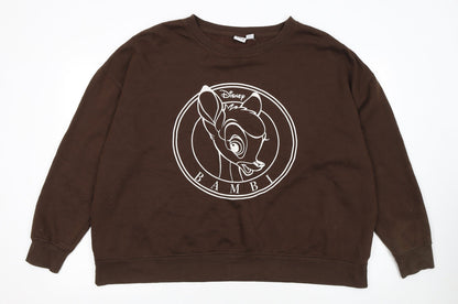 Disney Women’s Brown Bambi Sweatshirt 2XL Pullover Cotton Blend