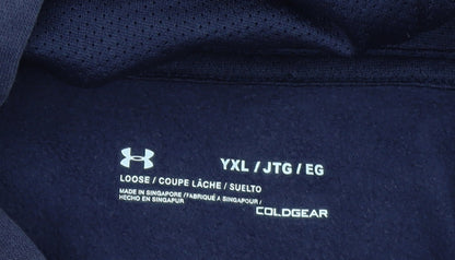 Under Armour Boys Navy Hoodie YXL ColdGear Loose Fit Pullover Sweatshirt