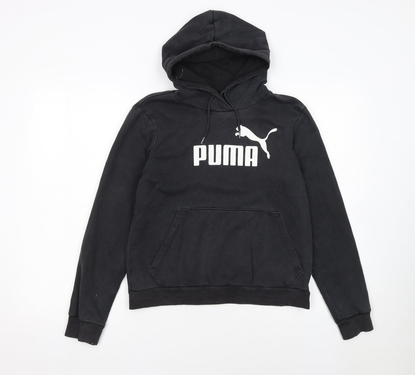 Puma Womens Black Hoodie UK 12 Pullover Logo Sweatshirt