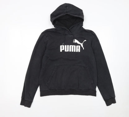 Puma Womens Black Hoodie UK 12 Pullover Logo Sweatshirt