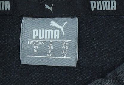 Puma Womens Black Hoodie UK 12 Pullover Logo Sweatshirt