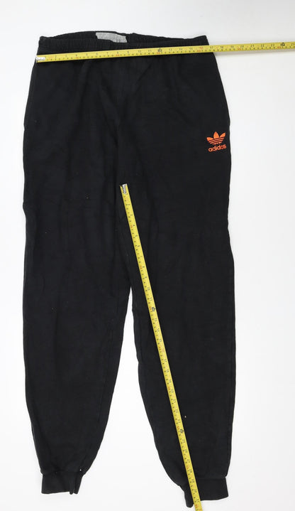 Adidas Mens Black Jogger Sweatpants L Regular Fit Elastic Waist