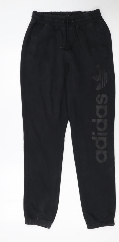 Adidas Womens Black Jogger Sweatpants S Tapered Fit Elastic Waist