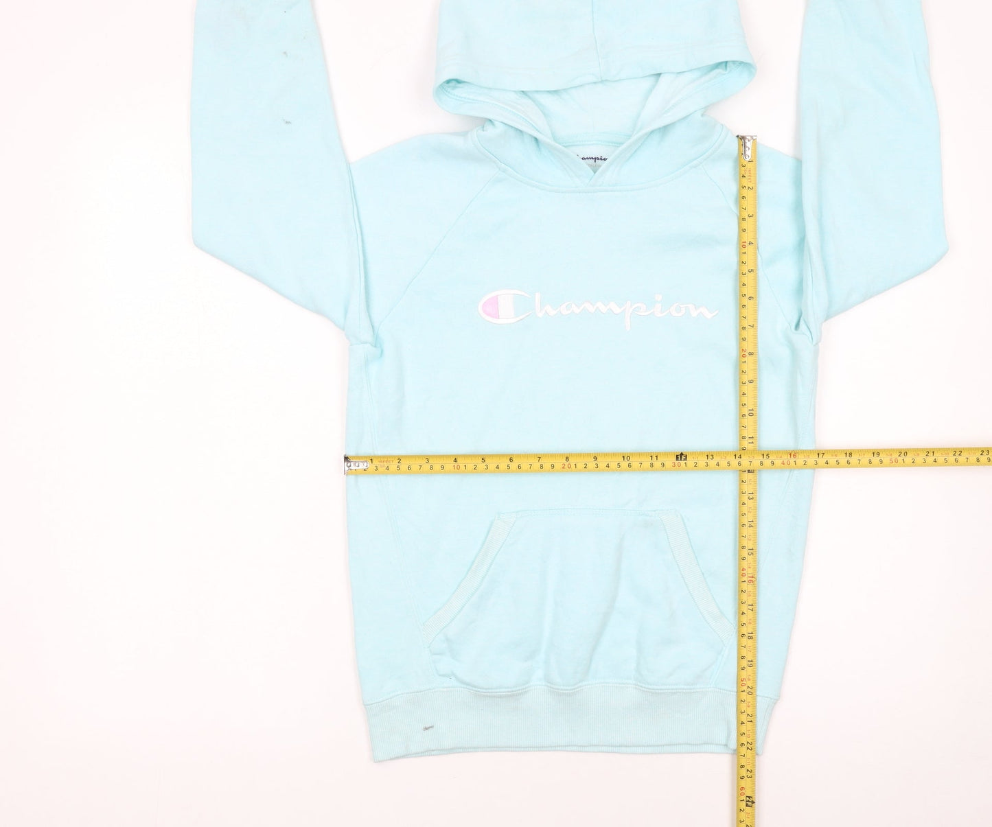 Champion Girls Blue Pullover Hoodie L Logo Fleece Sweatshirt