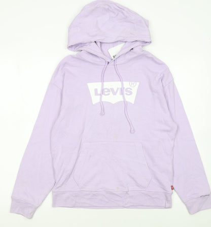 Levi's Girls Purple Pullover Hoodie S Logo Graphic Cotton Sweatshirt