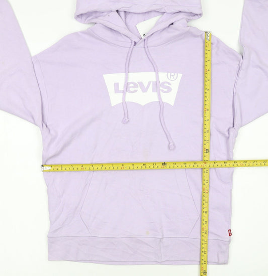 Levi's Girls Purple Pullover Hoodie S Logo Graphic Cotton Sweatshirt