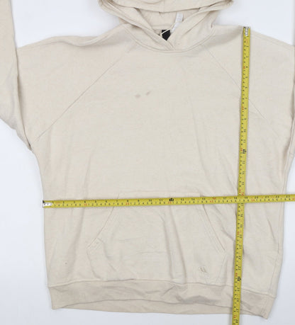 Adidas Womens Beige Pullover Hoodie L 16-18 Fleece Lined Casual