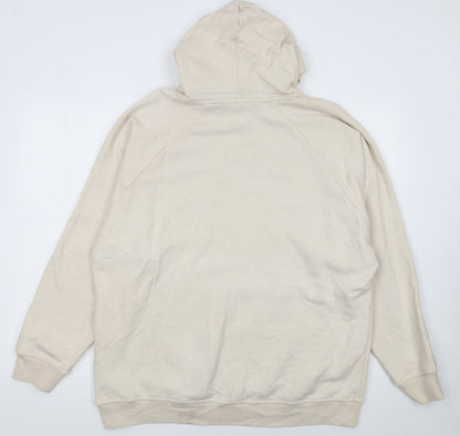 Adidas Womens Beige Pullover Hoodie L 16-18 Fleece Lined Casual