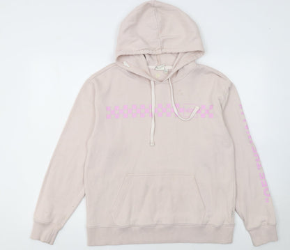 Vans Womens Beige Pink Check Pullover Hoodie Size S Cotton
