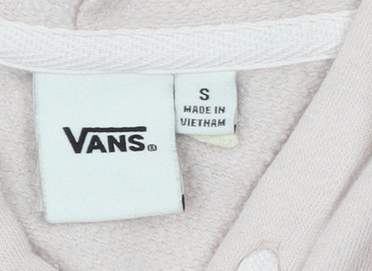 Vans Womens Beige Pink Check Pullover Hoodie Size S Cotton