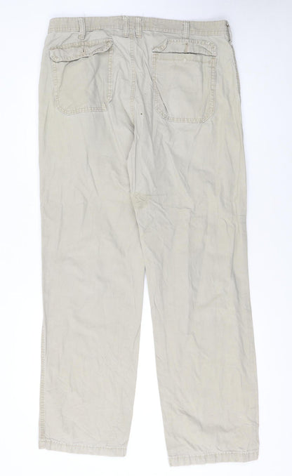 Lee Men's Beige Chino Straight Fit Cotton Trousers 36W 34L