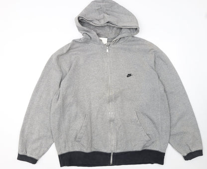 Nike Men's Grey Full Zip Hoodie 2XL Regular Fit Sportswear