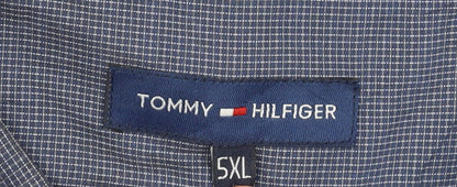 Tommy Hilfiger Men's Blue Striped Short Sleeve Button-Up Shirt 5XL