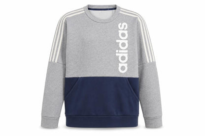 Adidas Men Grey Pullover Sweatshirt M Crew Neck Logo Sports Top