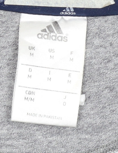 Adidas Men Grey Pullover Sweatshirt M Crew Neck Logo Sports Top