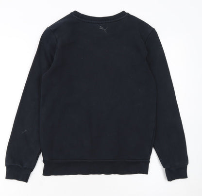 Puma Boys Black Crew Neck Pullover Sweatshirt Size 12 Years Logo Print