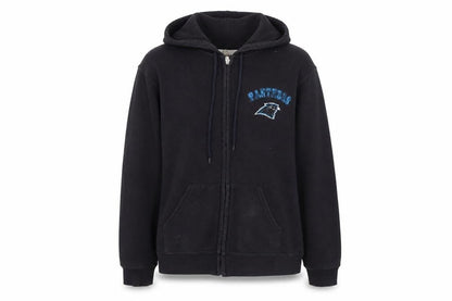 NFL For Her Panthers Black Full Zip Hoodie Women M Cotton Blend