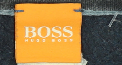 Hugo Boss Men's Blue Logo Pullover Sweatshirt Size M Crew Neck Cotton