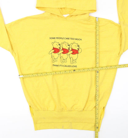 Disney Women Yellow XS Winnie the Pooh Pullover Hoodie Sweatshirt