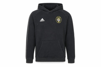Adidas Men's Black Small Pullover Hoodie with Logo and Tiger Patch