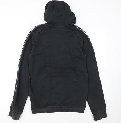 Adidas Men's Black Small Pullover Hoodie with Logo and Tiger Patch
